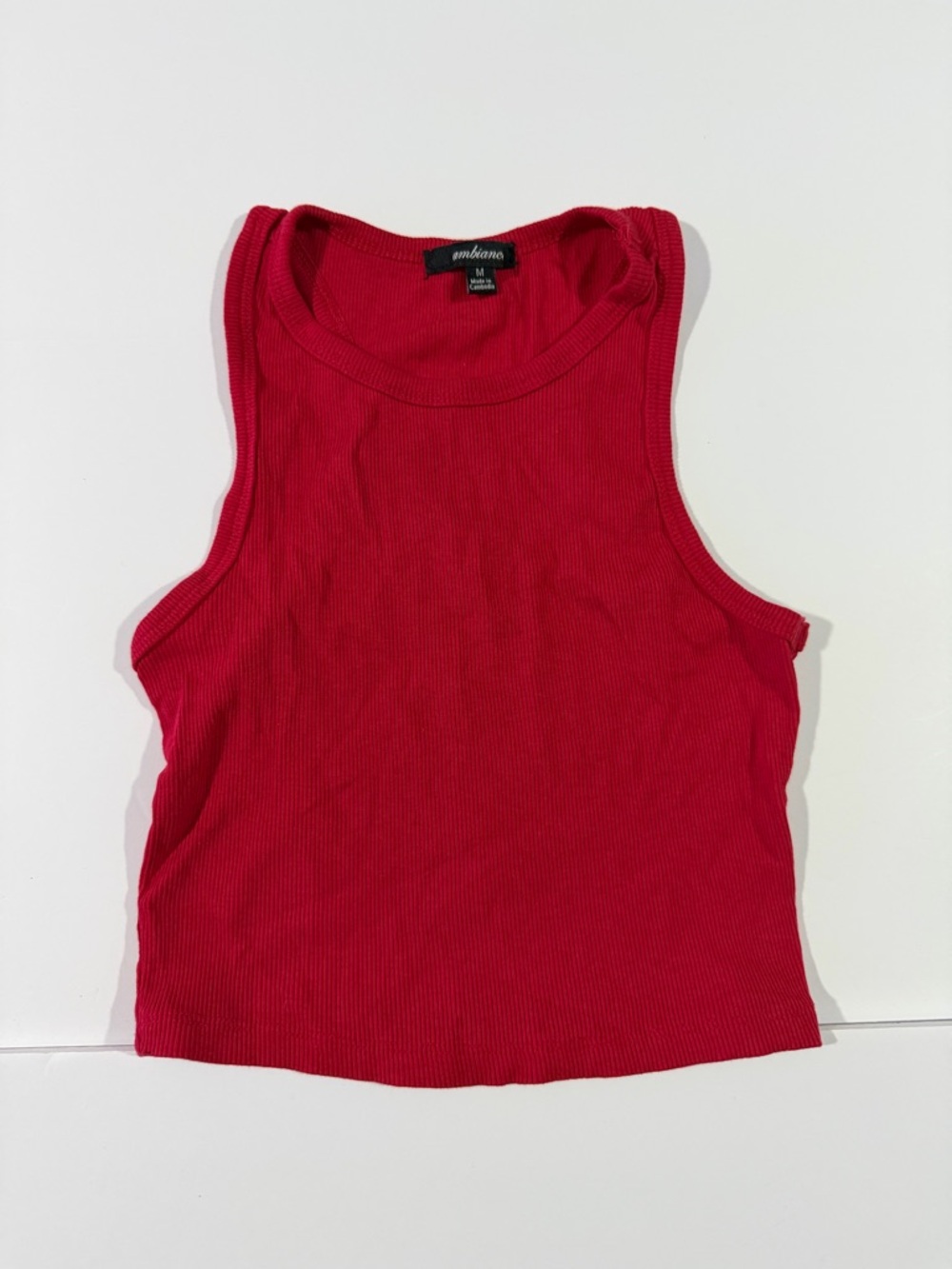 Ambiance Bright Red Ribbed Tank Top